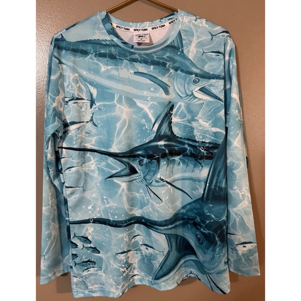 Spicy Tuna Fishing Shirt Mens Small Performance Long Sleeve Outdoors